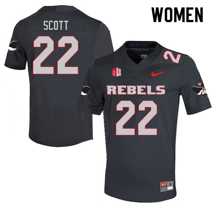 Women #22 Brennon Scott UNLV Rebels College Football Jerseys Sale-Charcoal - Click Image to Close